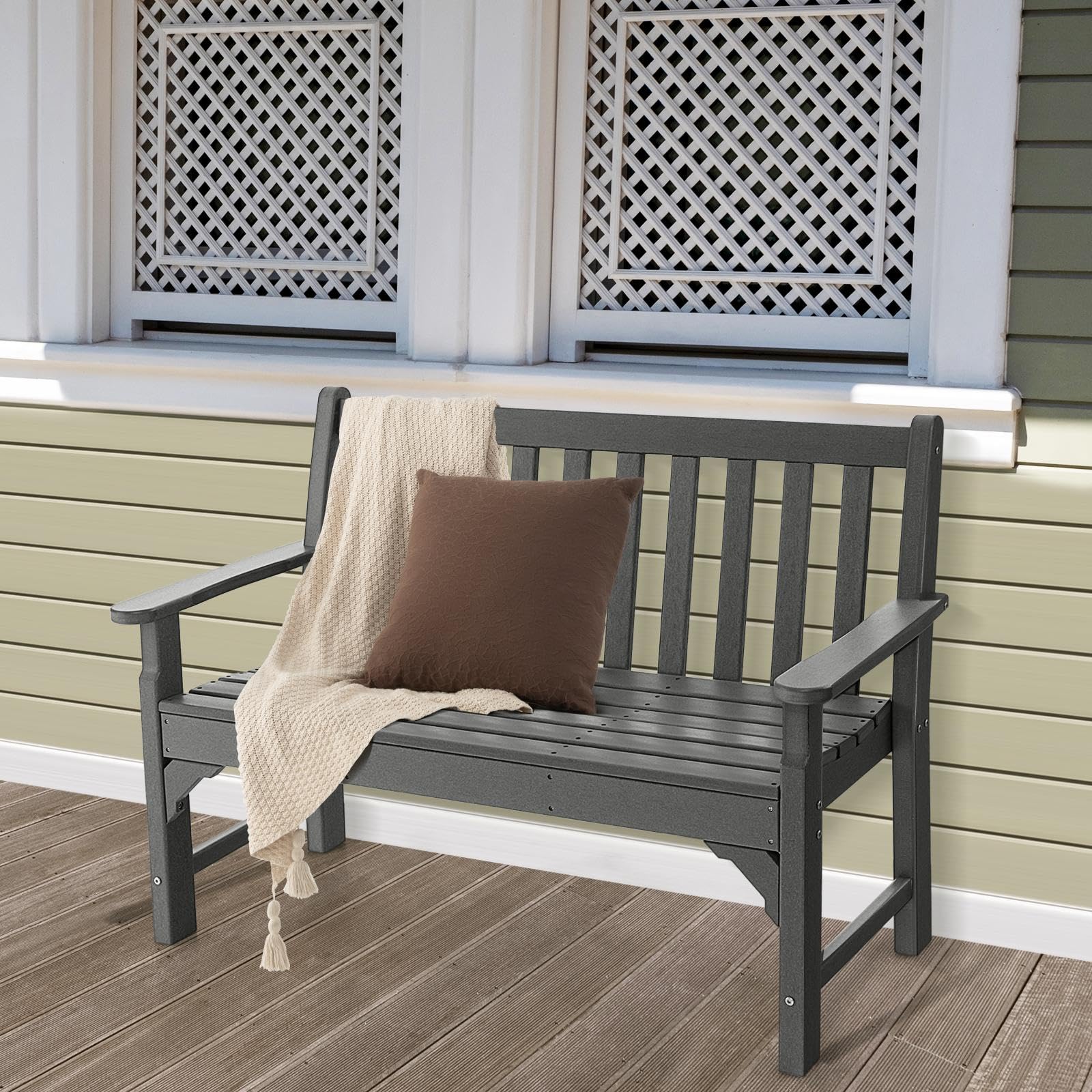 komfotteu-gartenbank-hdpe-2-sitzer-grau-wetterfeste-parkbank-126-x-60-x-90-cm-bi image 2