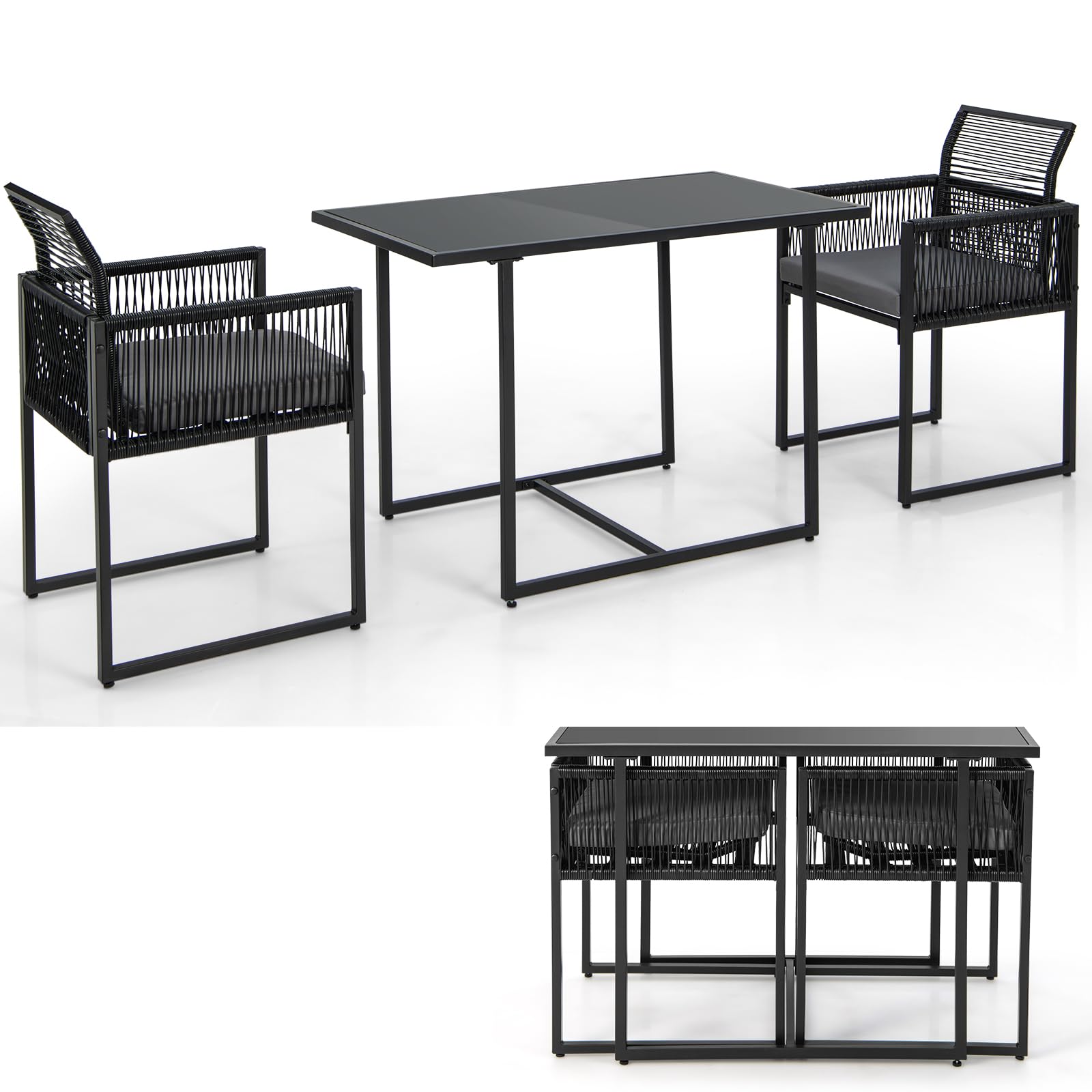 komfotteu-bartisch-set-3-teilig-rattan-schwarz-mit-klappst-hlen-und-kissen image 1