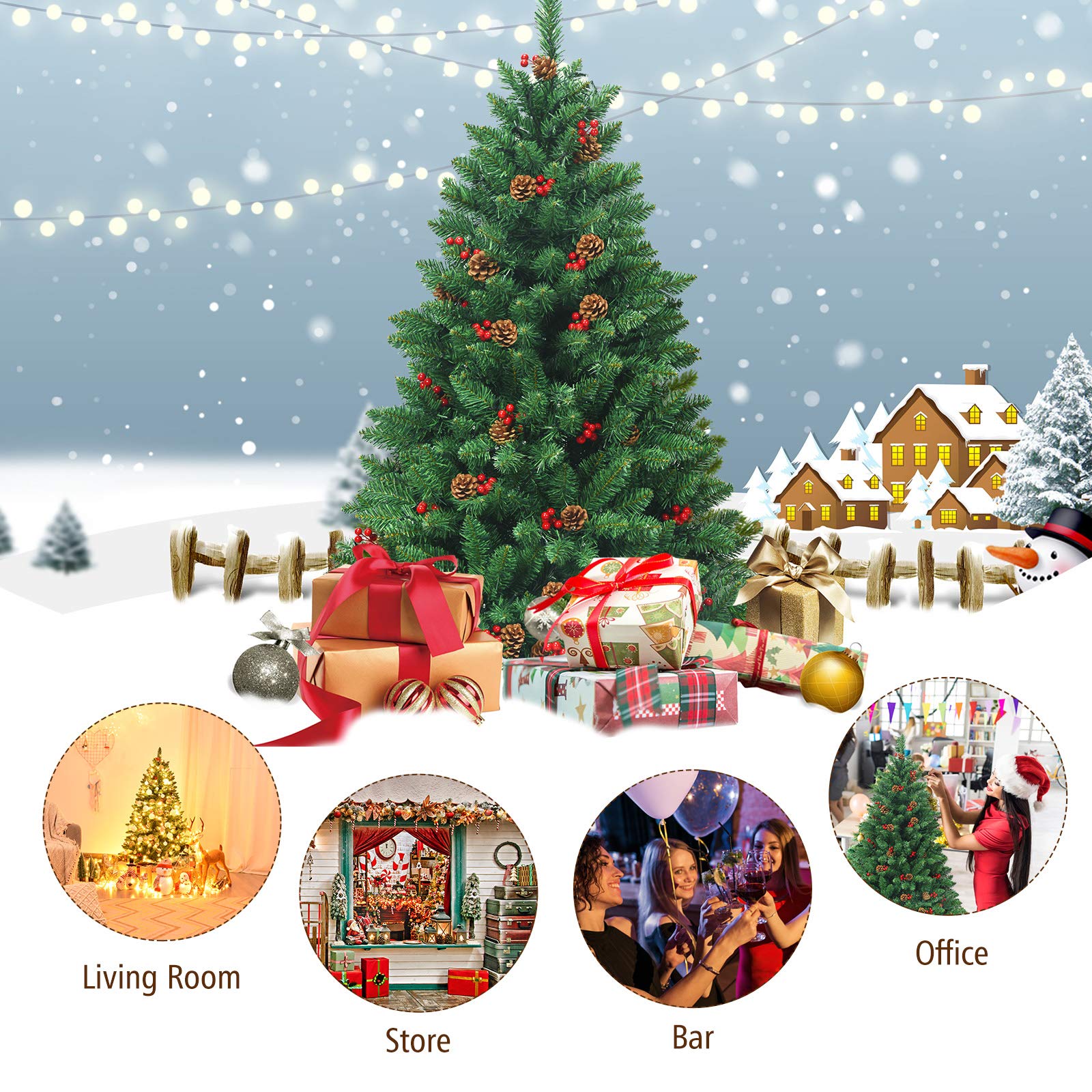 komfotteu-k-nstlicher-weihnachtsbaum-135-cm-mit-300-led-lichtern-tannenzapfen-un image 5