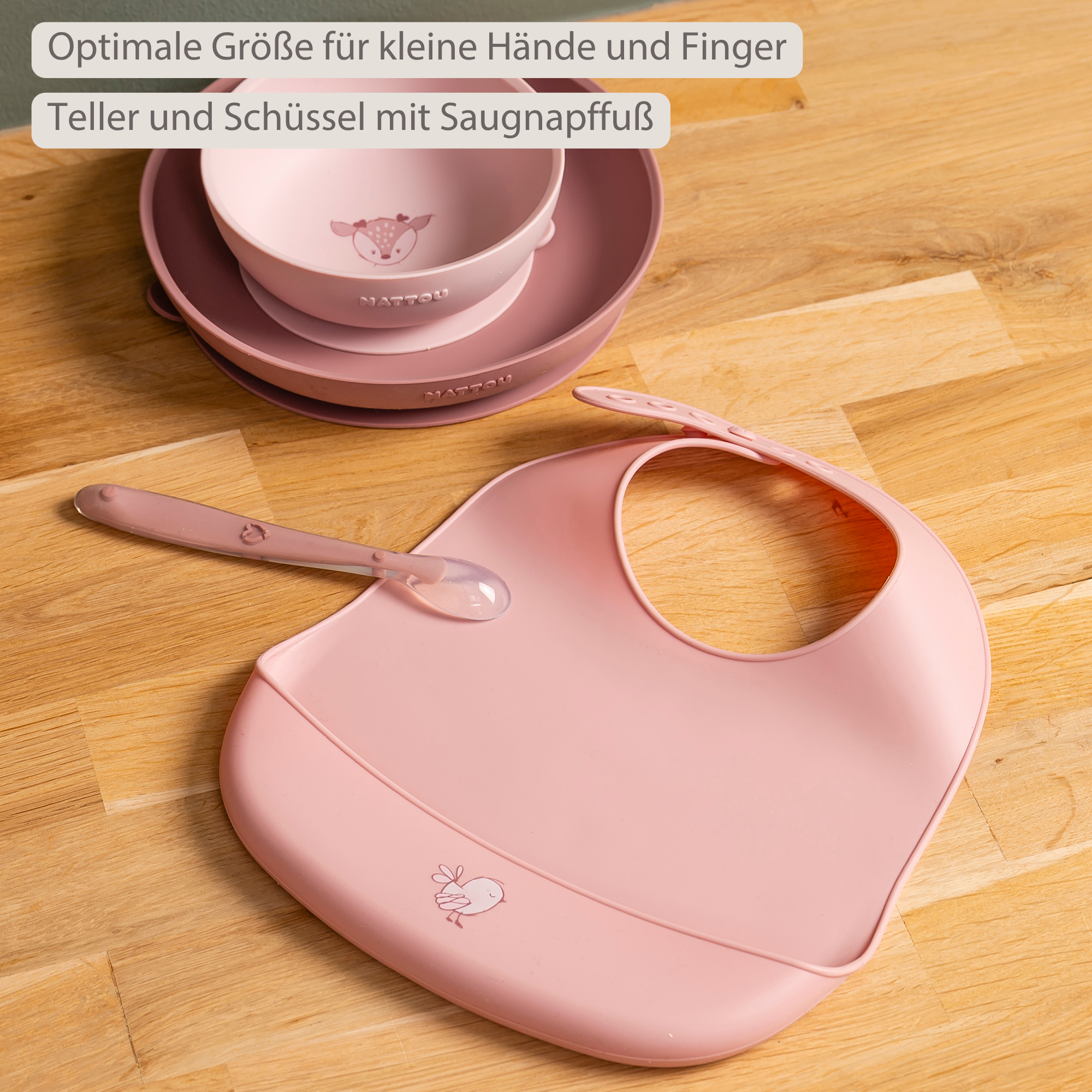 nattou-mealtime-silikon-geschirrset-4-teilig-rosa image 3