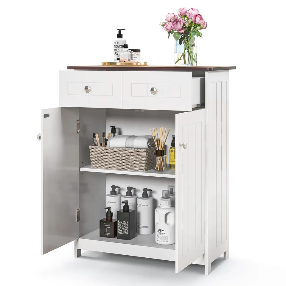 komfotteu-badzimmerschrank-wei-60x30x75-cm-mit-2-schubladen-2-t-ren-verstellbare image 1
