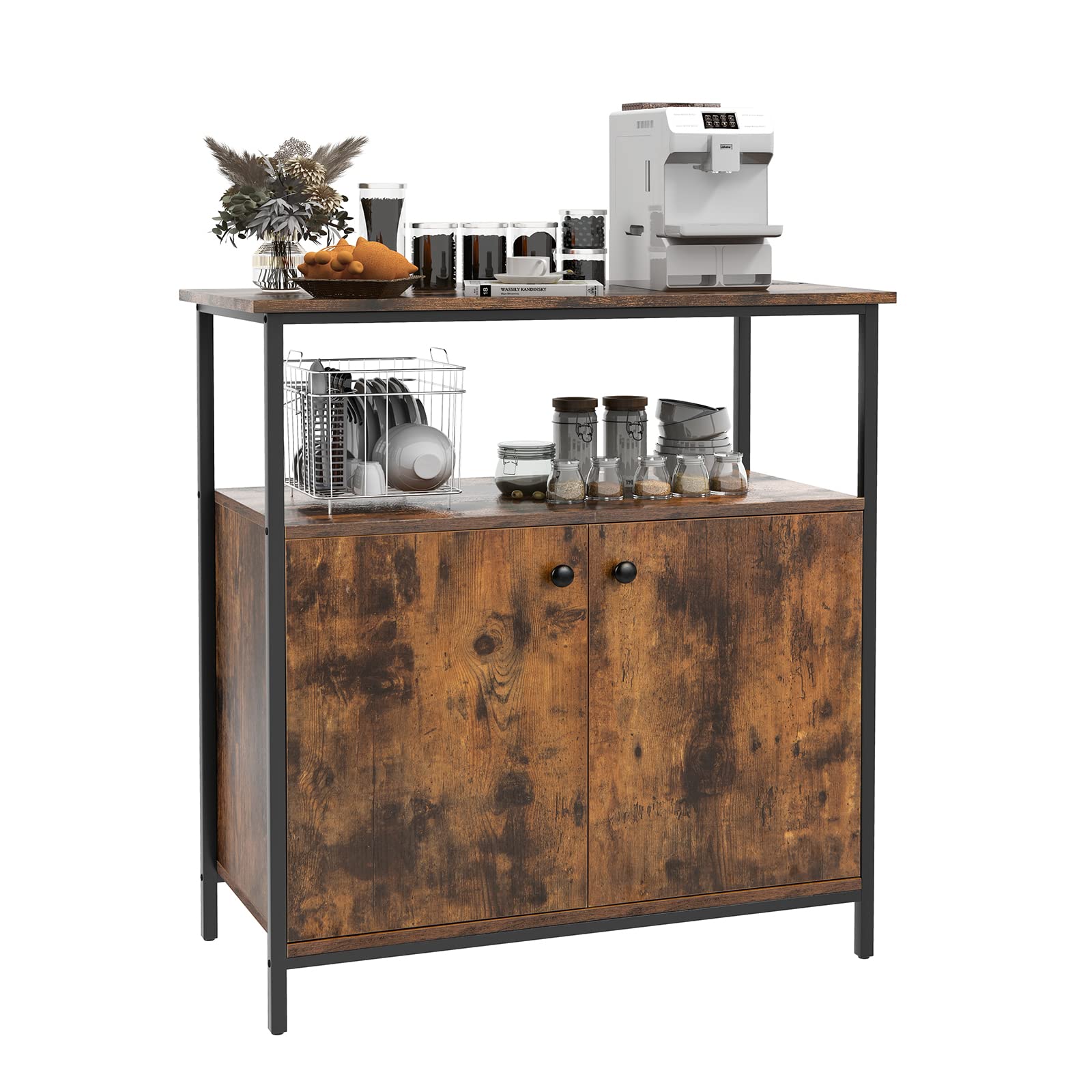 komfotteu-sideboard-k-chenschrank-industriestil-mit-2-t-ren image 1