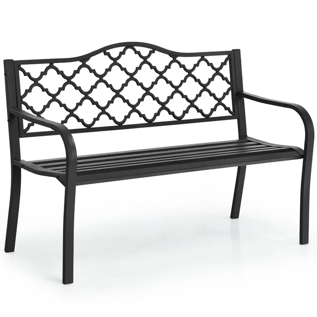 komfotteu-gartenbank-metall-2-personen-128-cm-schwarz image 1