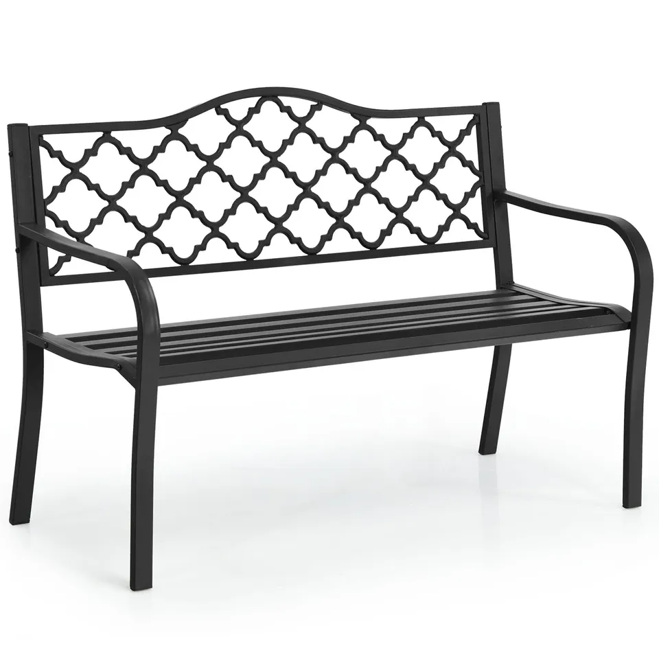 komfotteu-gartenbank-metall-2-personen-128-cm-schwarz image 1