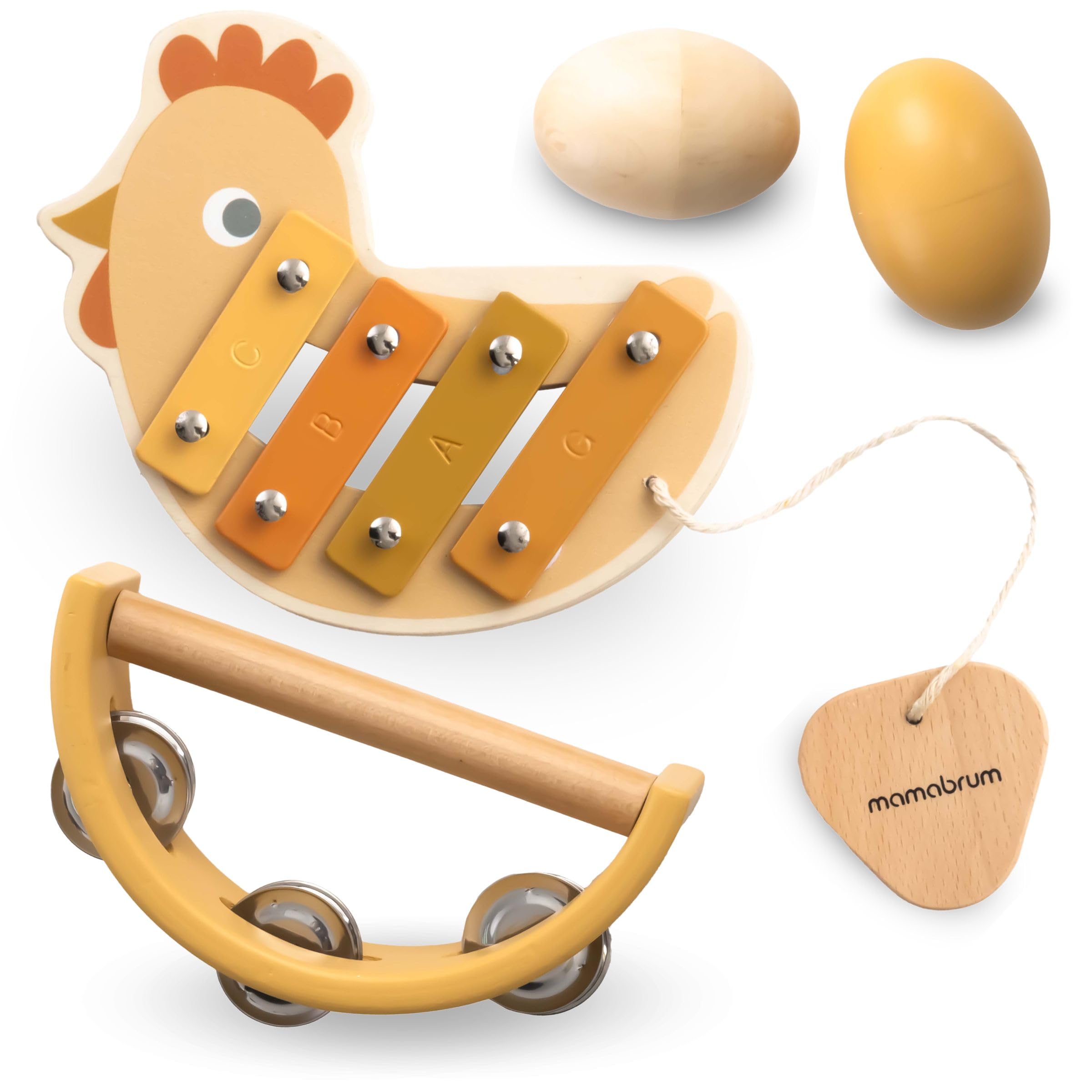 mamabrum-mam187-holz-musikinstrumente-huhn-4-teilig image 1