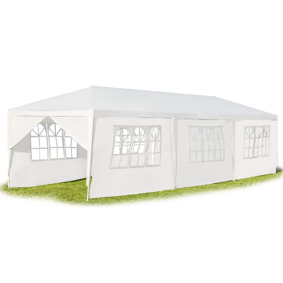 komfotteu-gartenpavillon-3x9m-partyzelt-mit-8-seitenw-nden-wei image 1