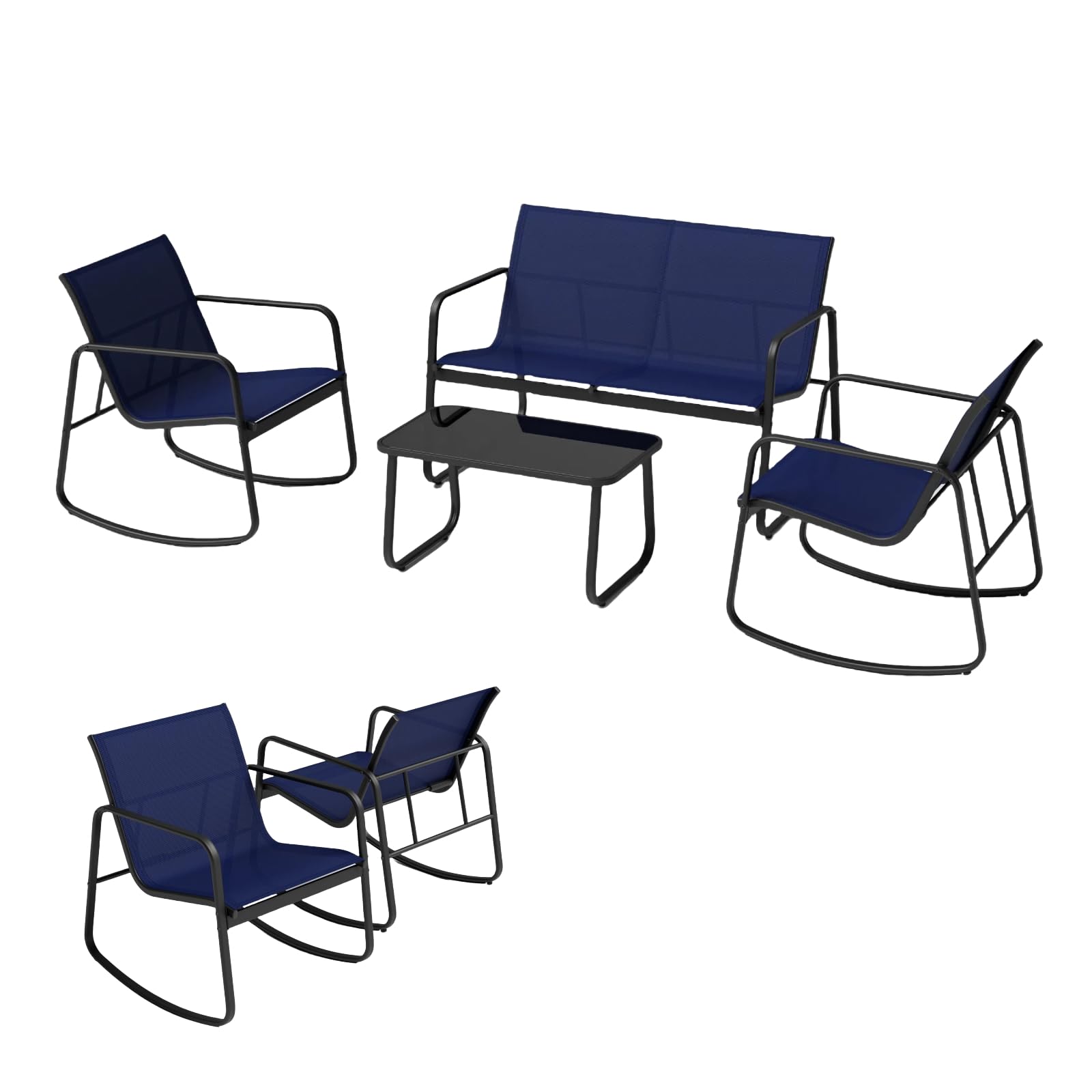 komfotteu-gartenm-bel-set-4-tlg-mit-2-schaukelst-hlen-bank-tisch-schwarz image 8