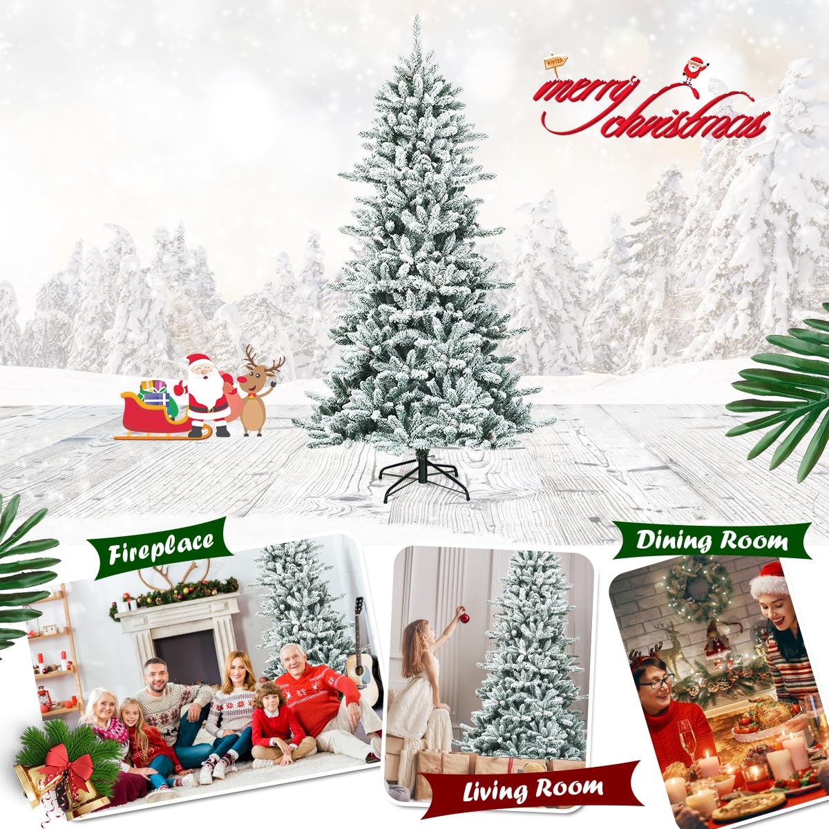 komfotteu-k-nstlicher-weihnachtsbaum-210-cm-mit-schnee-zapfen image 5