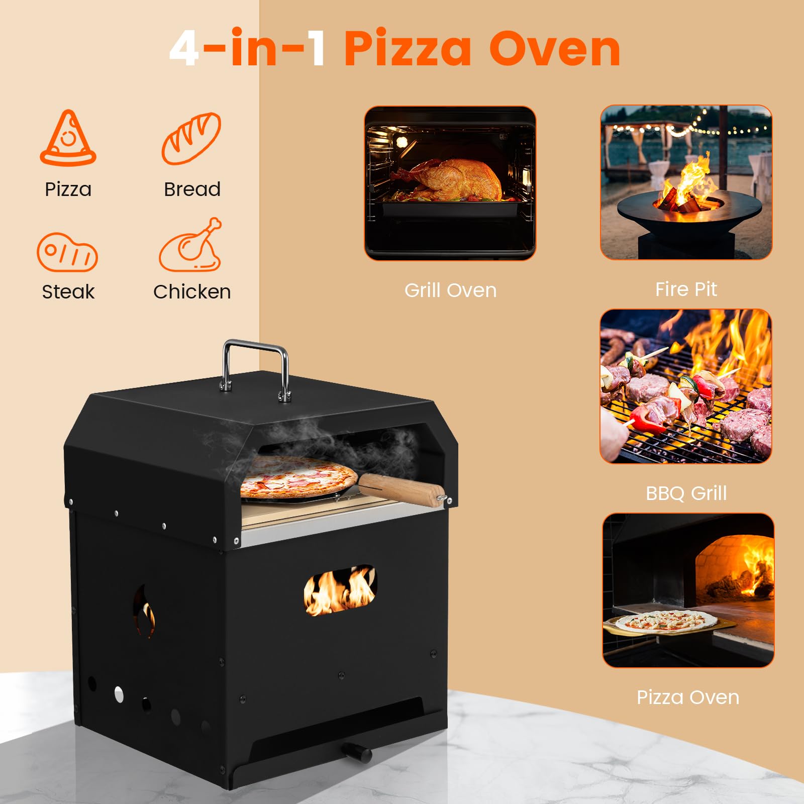 komfotteu-pizzaofen-4-in-1-outdoor-ofen-mit-pizzastein image 4