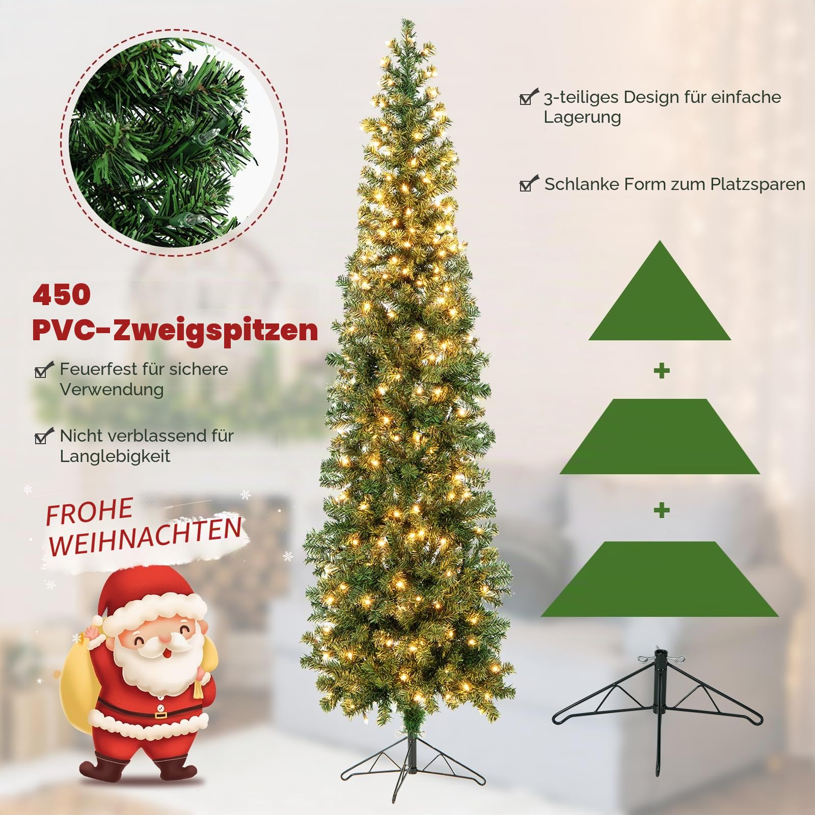 komfotteu-k-nstlicher-bleistiftbaum-210-cm-weihnachtsbaum-mit-150-led image 5