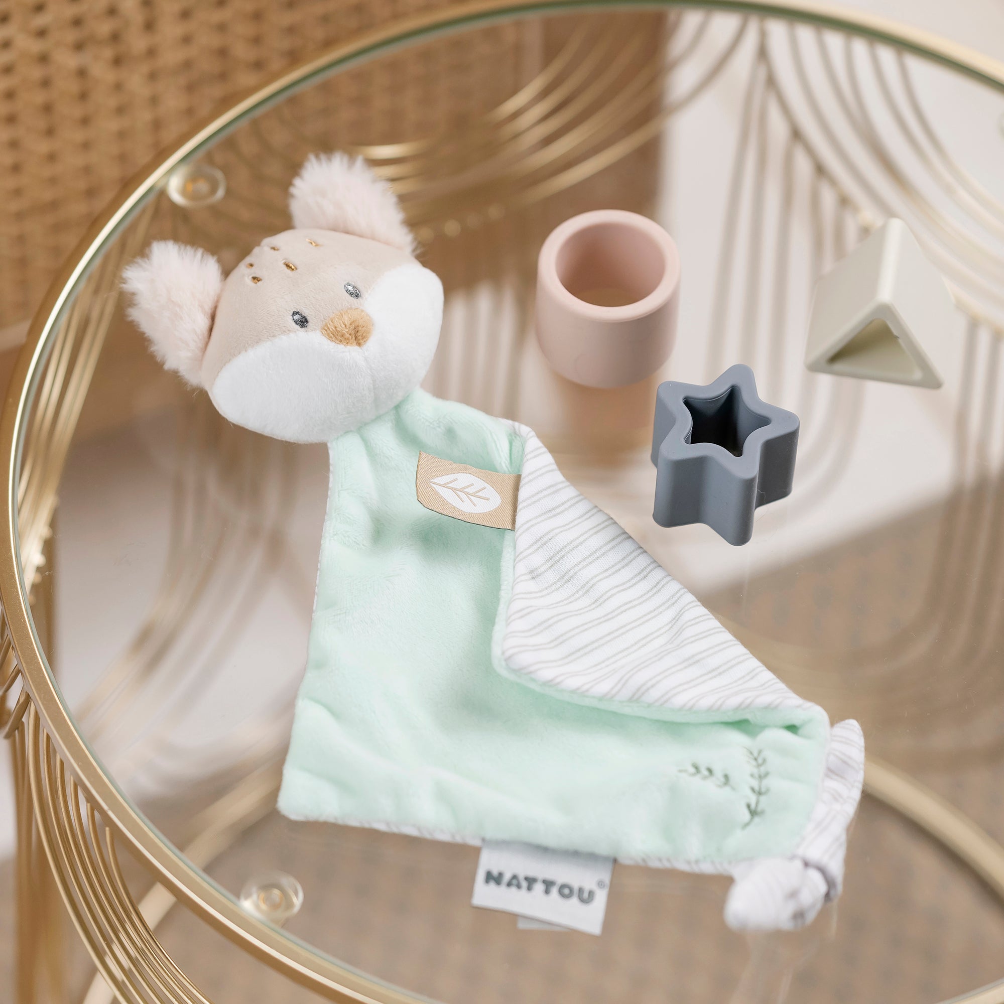 nattou-ernest-oli-schnuffeltuch-fuchs-flo-doudou-mit-schnullerhalter image 2