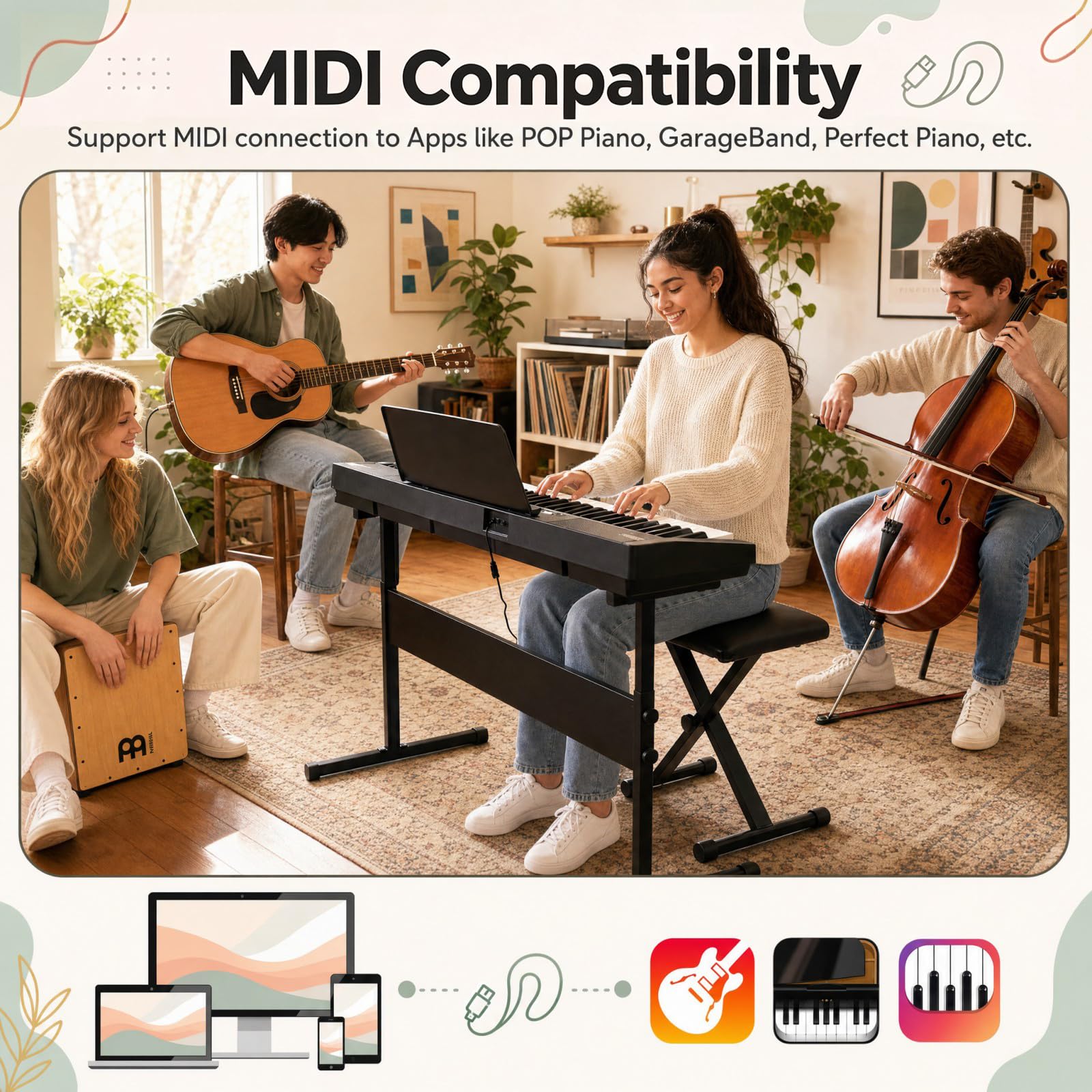 komfotteu-keyboard-piano-61-tasten-e-piano-mit-klavierst-nder-und-hocker image 8