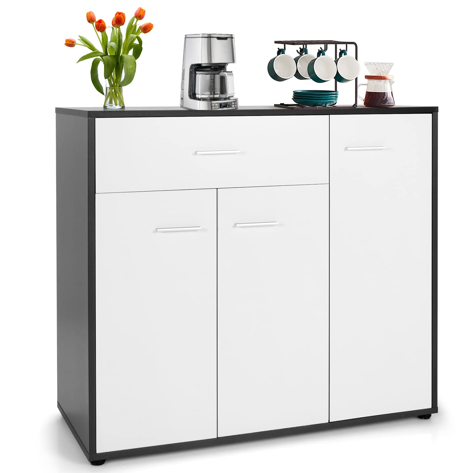 komfotteu-sideboard-kommode-wei-88x40x80-cm-mit-schublade image 1