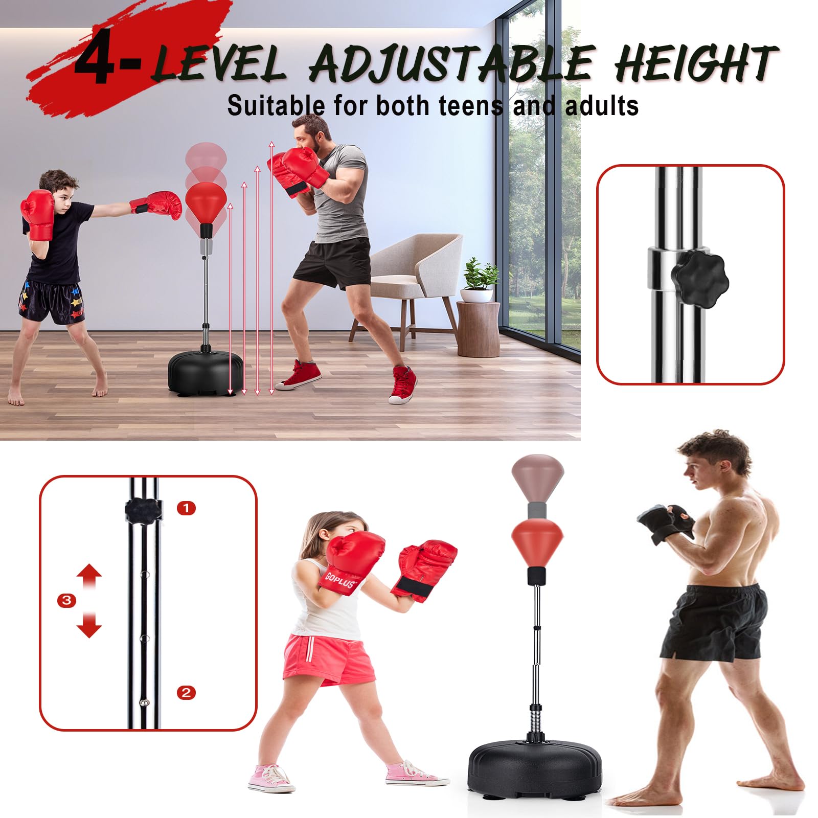 komfotteu-standboxsack-punchingball-auf-standfu-140-158-cm-mit-boxhandschuhen image 5