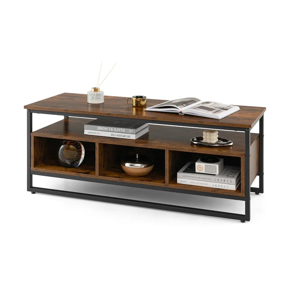 komfotteu-tv-st-nder-industrial-110-cm-braun-metallrahmen image 1
