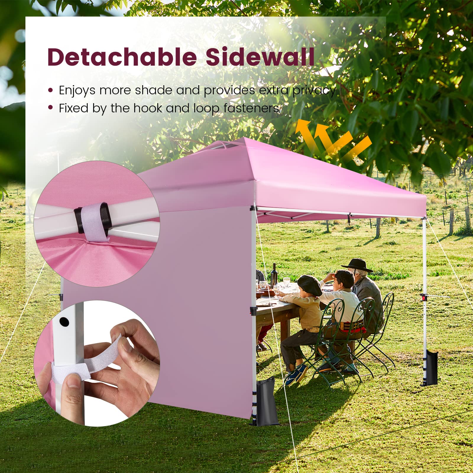 komfotteu-faltpavillon-3x3-m-h-henverstellbar-rosa-mit-seitenw-nden image 6