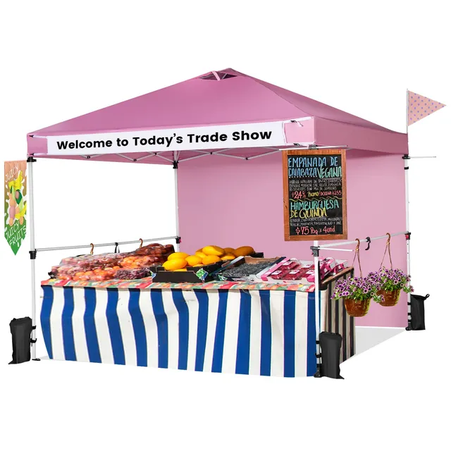 komfotteu-faltpavillon-3x3-m-h-henverstellbar-rosa-mit-seitenw-nden image 1