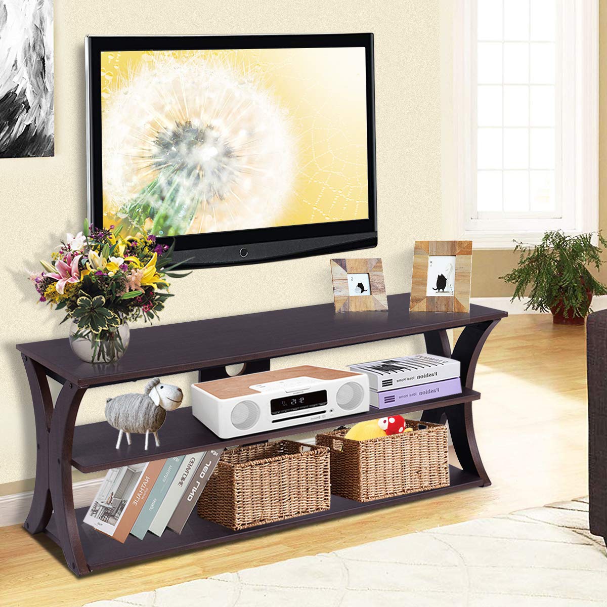 komfotteu-fernsehtisch-2-st-ckig-115x40x45-cm-dunkelbraun-lowboard-metall-mdf image 6