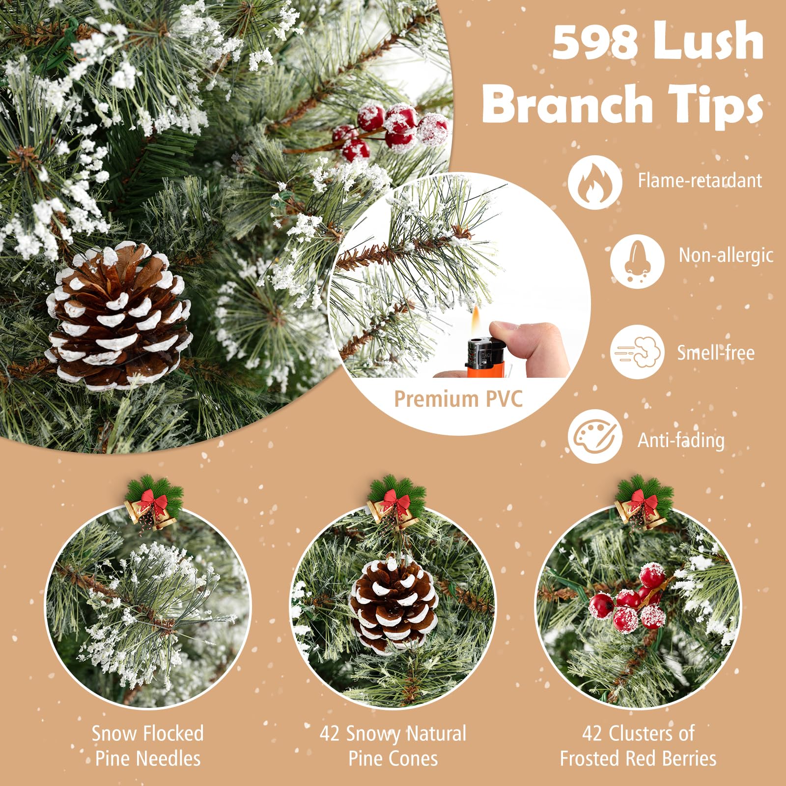 komfotteu-k-nstlicher-weihnachtsbaum-mit-350-lichtern-und-fernbedienung-598-spit image 4