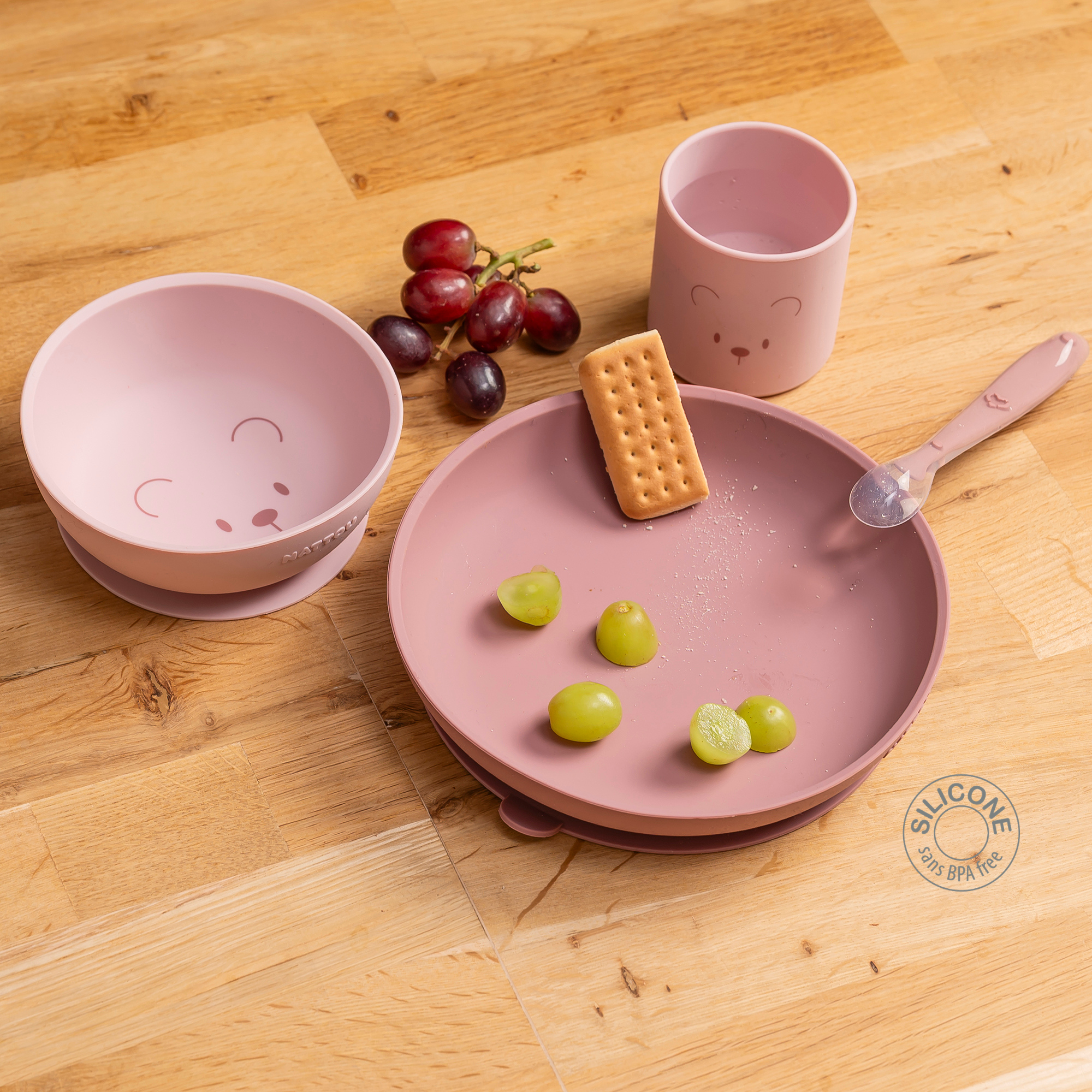 nattou-mealtime-b-r-geschirrset-silikon-4-teilig-rosa image 6