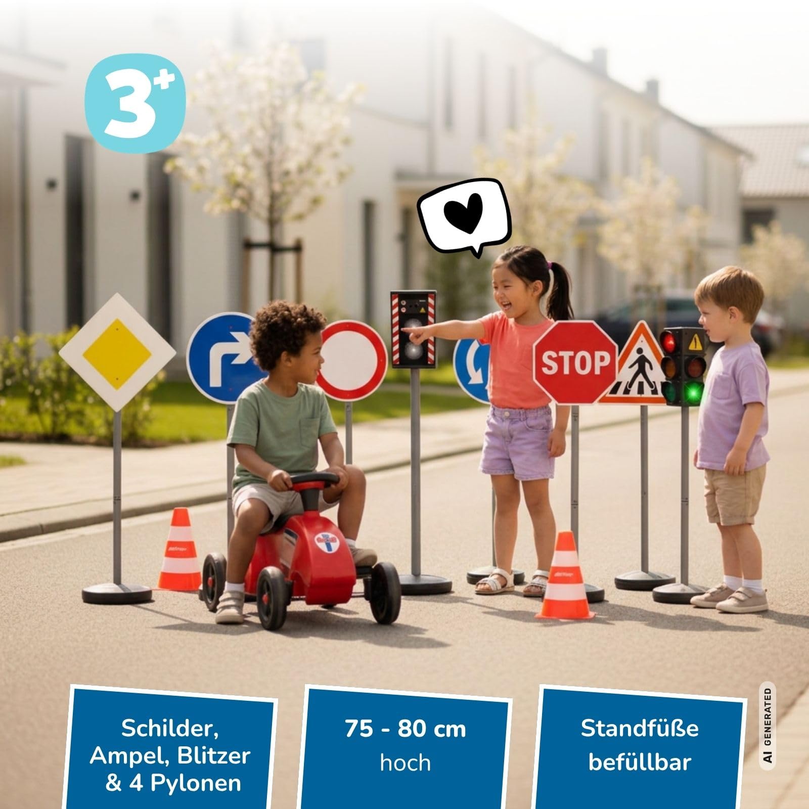 alldoro-xxl-verkehrsset-mit-10-schildern-ampel-blitzer-pylonen image 2