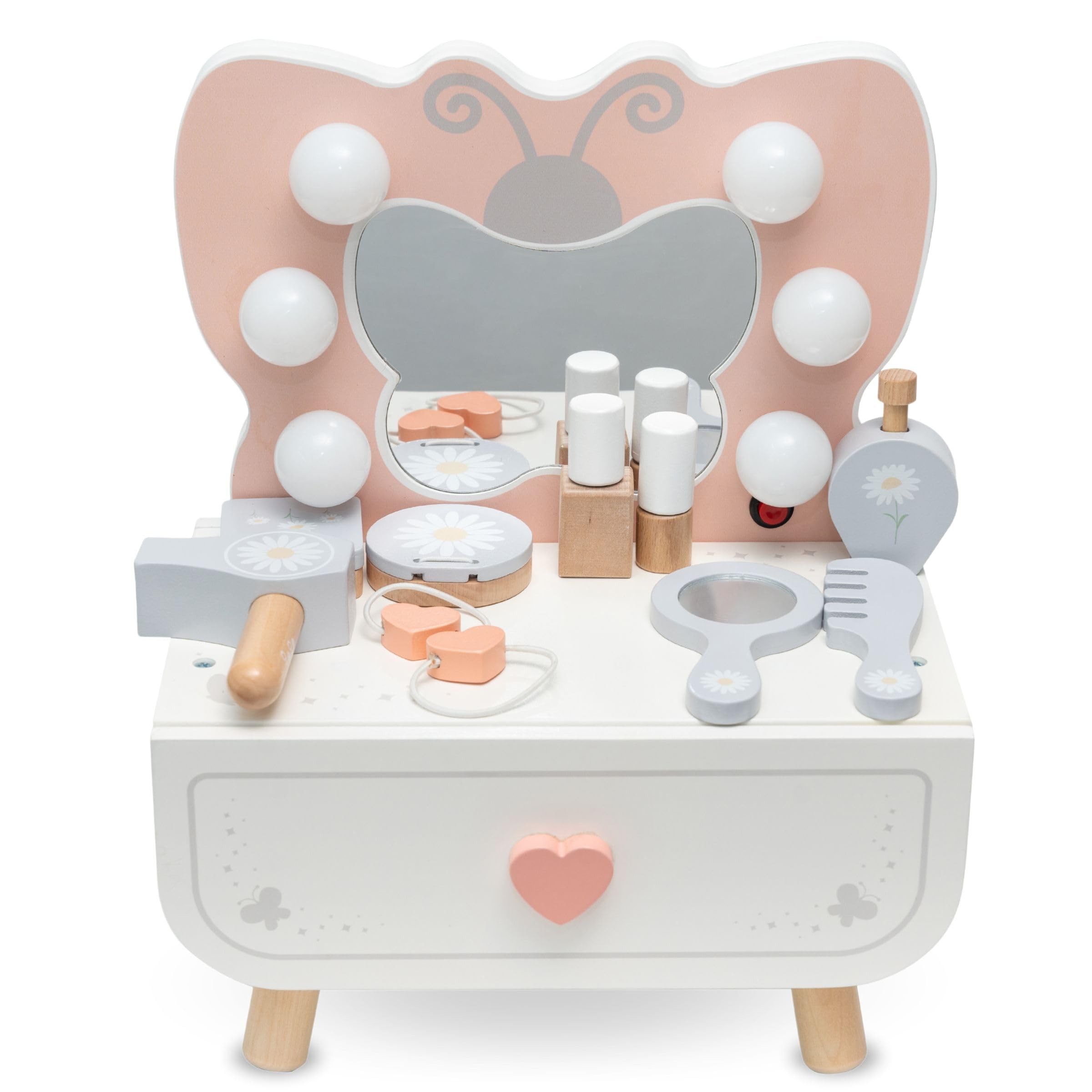 mamabrum-holz-mini-schminktisch-f-r-kinder-3-mit-led-schmetterling-spiegel image 5
