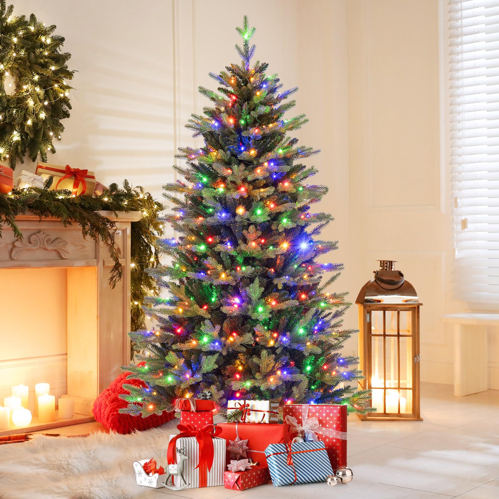 komfotteu-k-nstlicher-weihnachtsbaum-mit-lichtern-und-eisenbasis-aus-pvc image 8