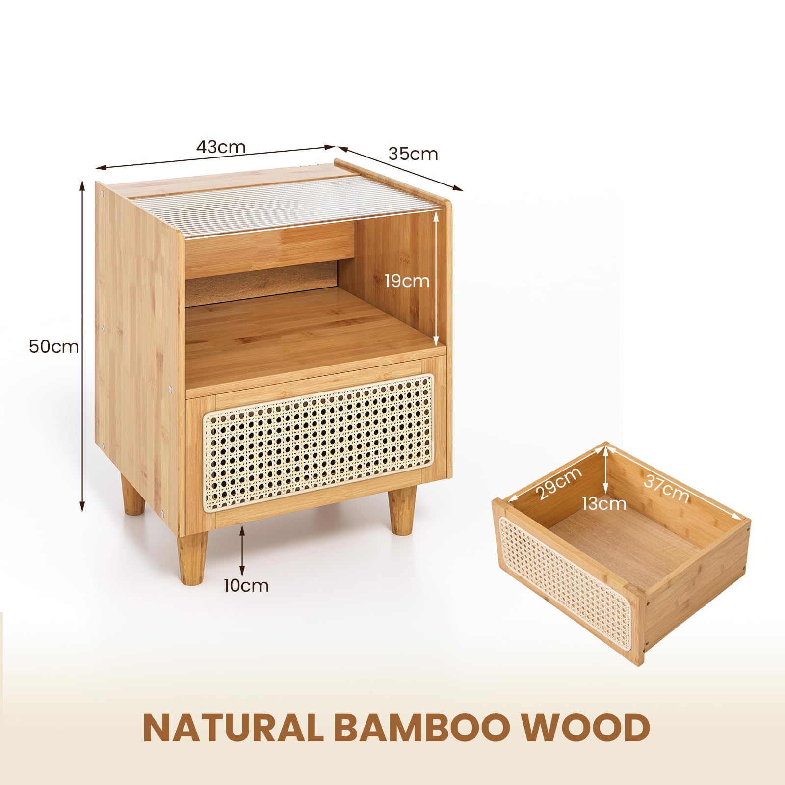 komfotteu-nachttisch-rattan-bambus-mit-schublade-glasplatte-43x35x50-cm-natur image 6