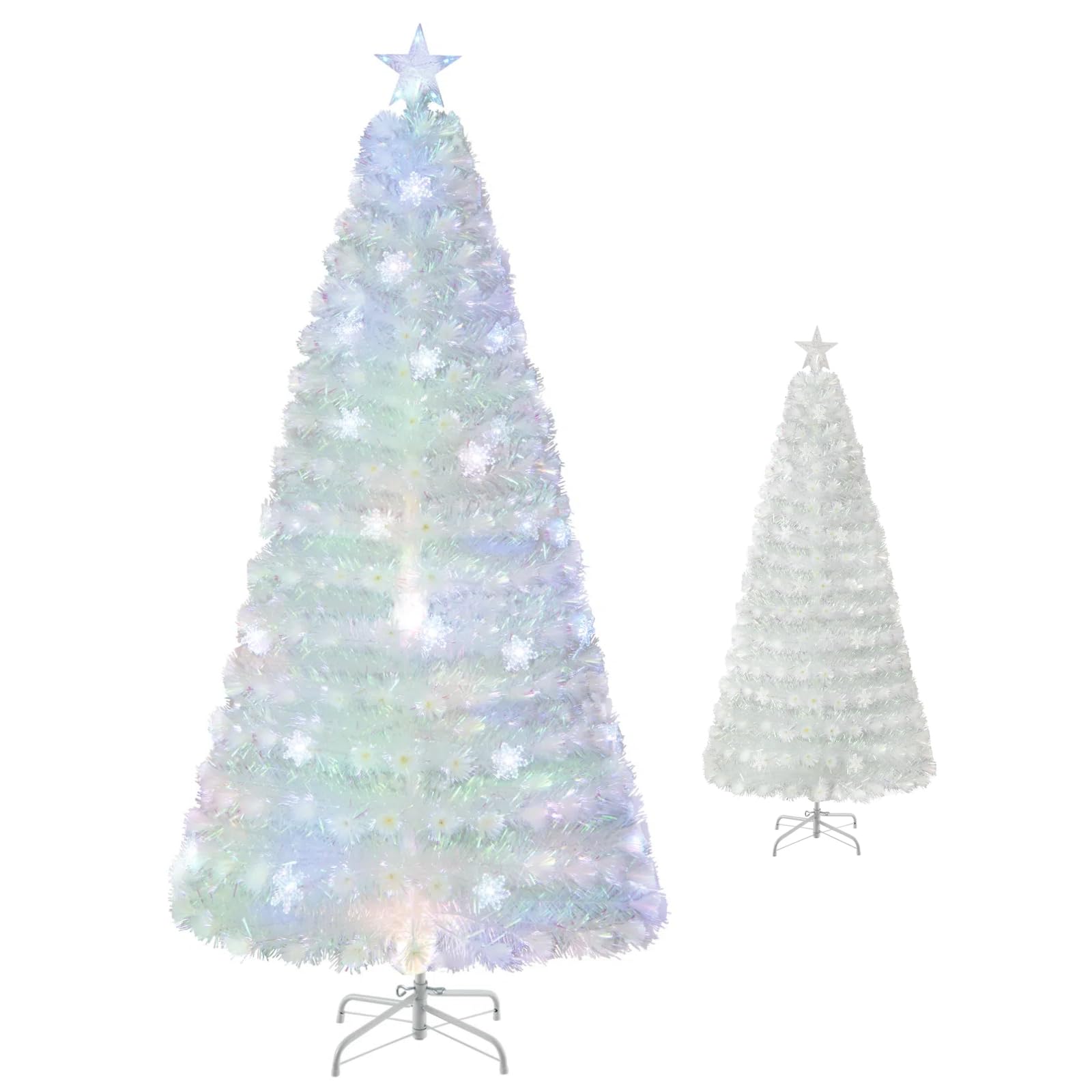 komfotteu-k-nstlicher-weihnachtsbaum-wei-150-cm-mit-led-beleuchtung image 8