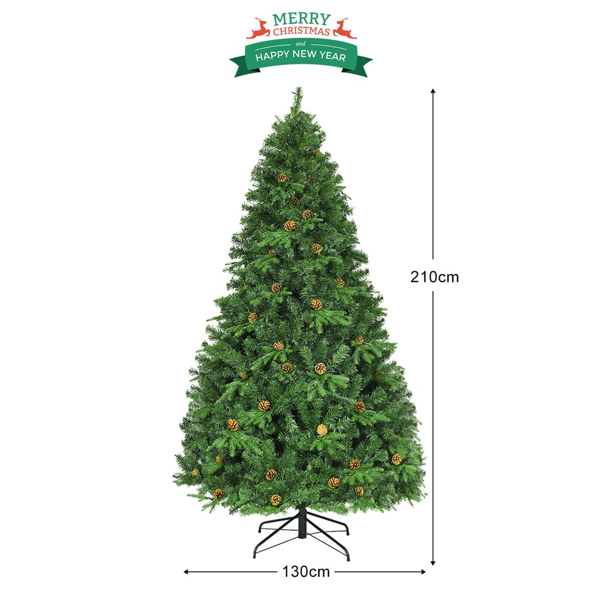 komfotteu-k-nstlicher-weihnachtsbaum-210-cm-mit-led-beleuchtung-und-tannenzapfen image 6