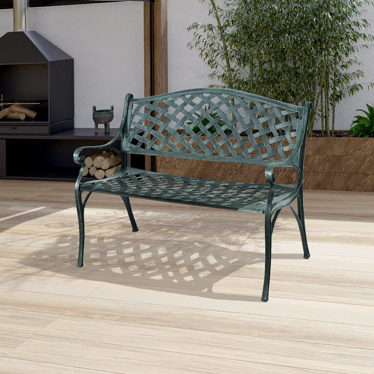 komfotteu-gartenbank-2-sitzer-aluminium-antikes-gr-n-103x60x83-cm image 7