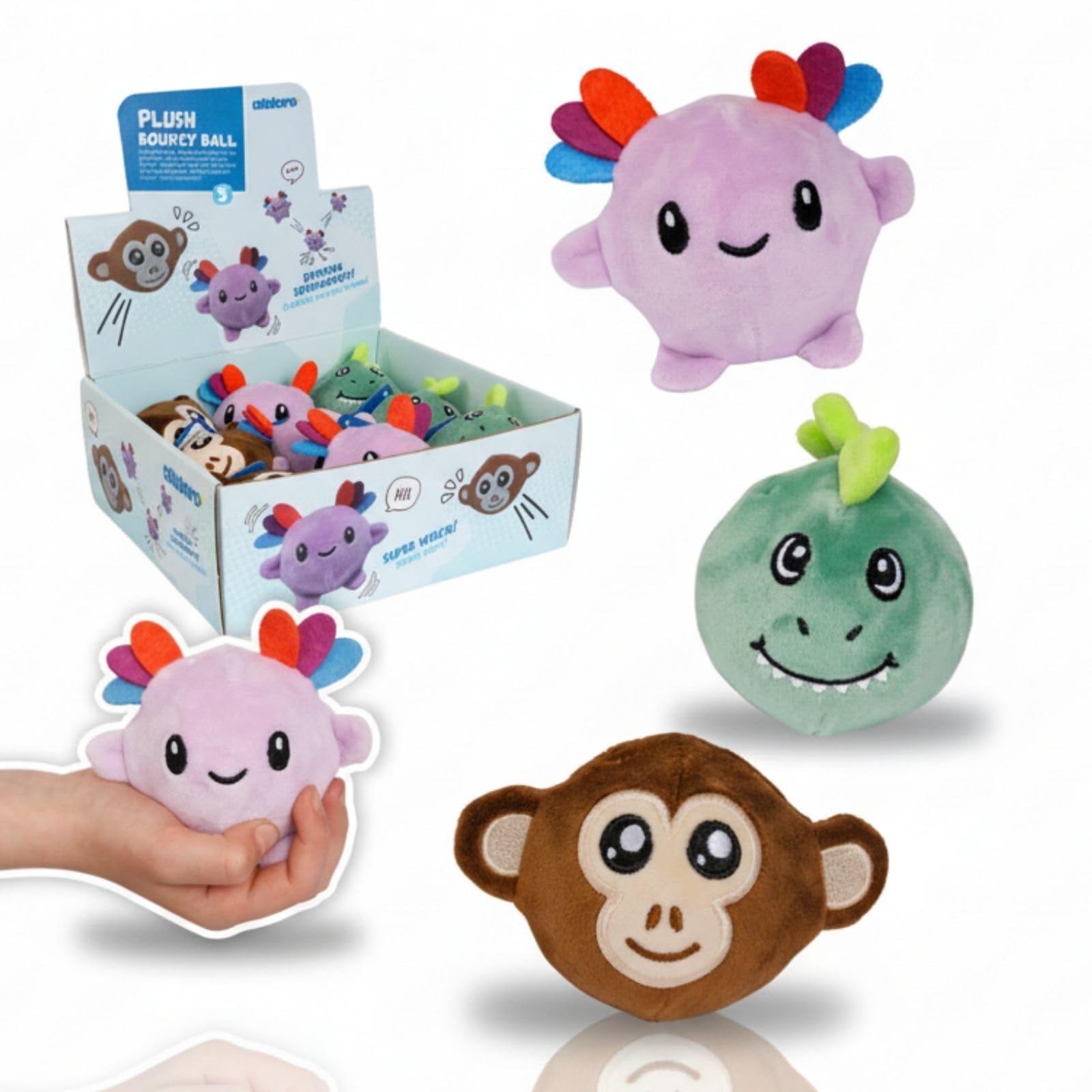 alldoro-pl-sch-flummis-9er-set-6-cm-dino-affe-axolotl image 1