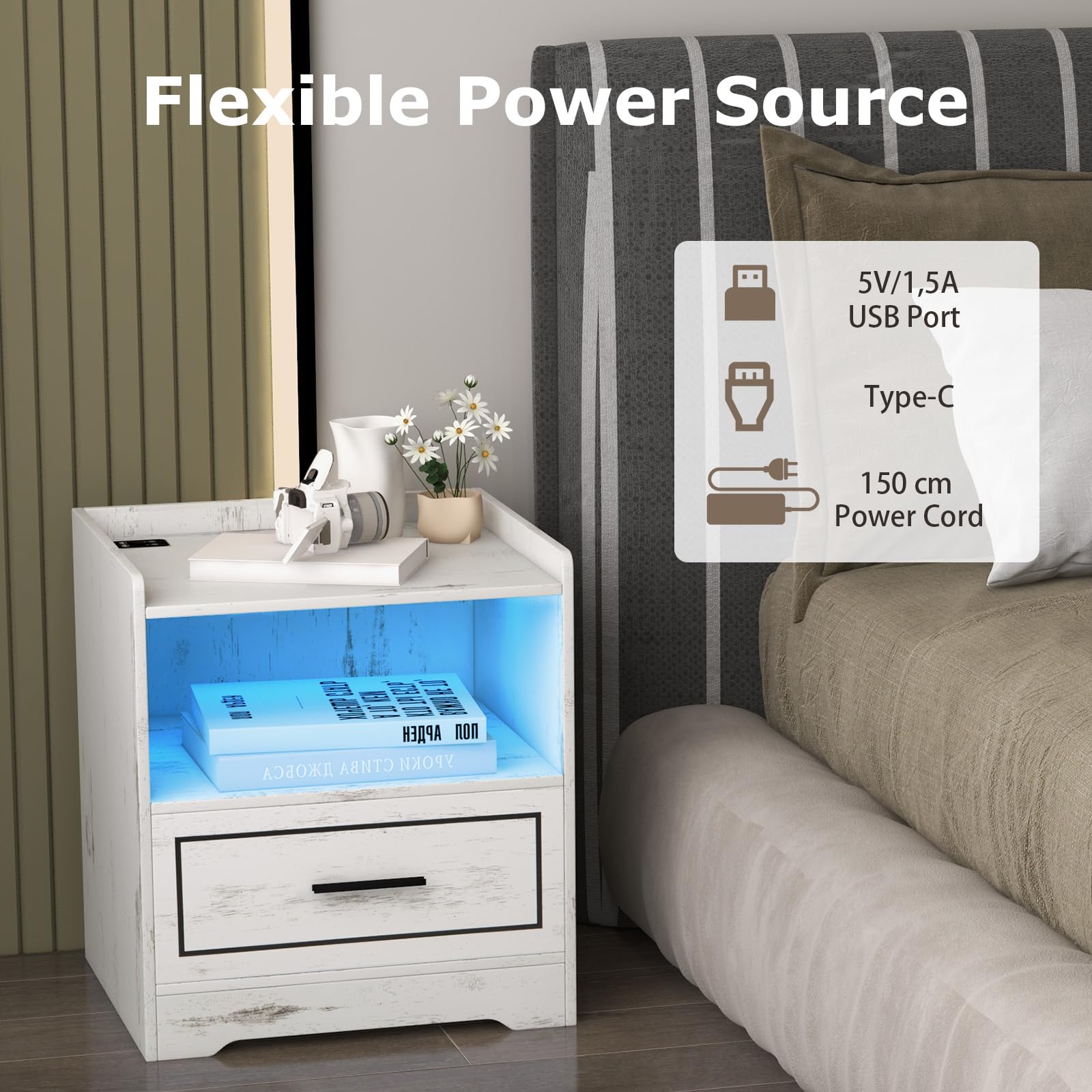 komfotteu-nachttisch-wei-2er-set-smart-led-mit-usb-type-c-45x40x50-cm image 7