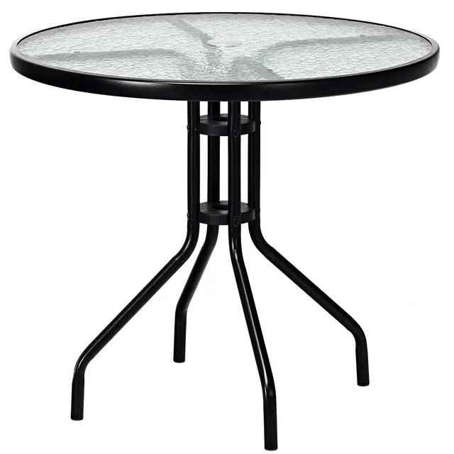 komfotteu-balkontisch-rund-70x70x71-cm-bistrotisch-mit-glasplatte image 1