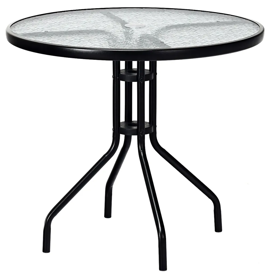 komfotteu-balkontisch-rund-70x70x71-cm-bistrotisch-mit-glasplatte image 1