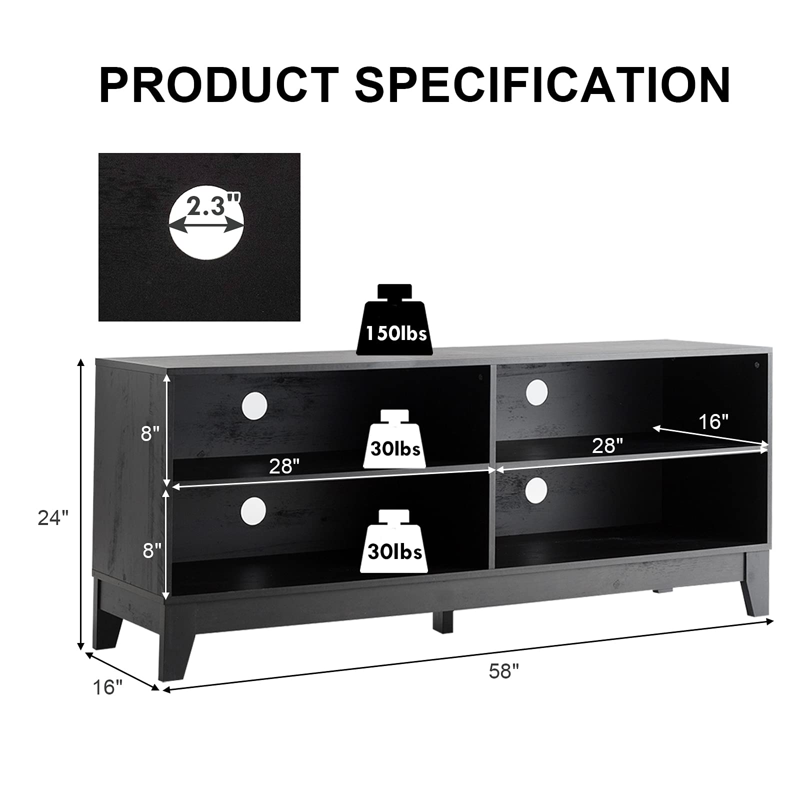 komfotteu-tv-lowboard-147x40-cm-dunkelbraun-f-r-fernseher-bis-67-zoll image 6