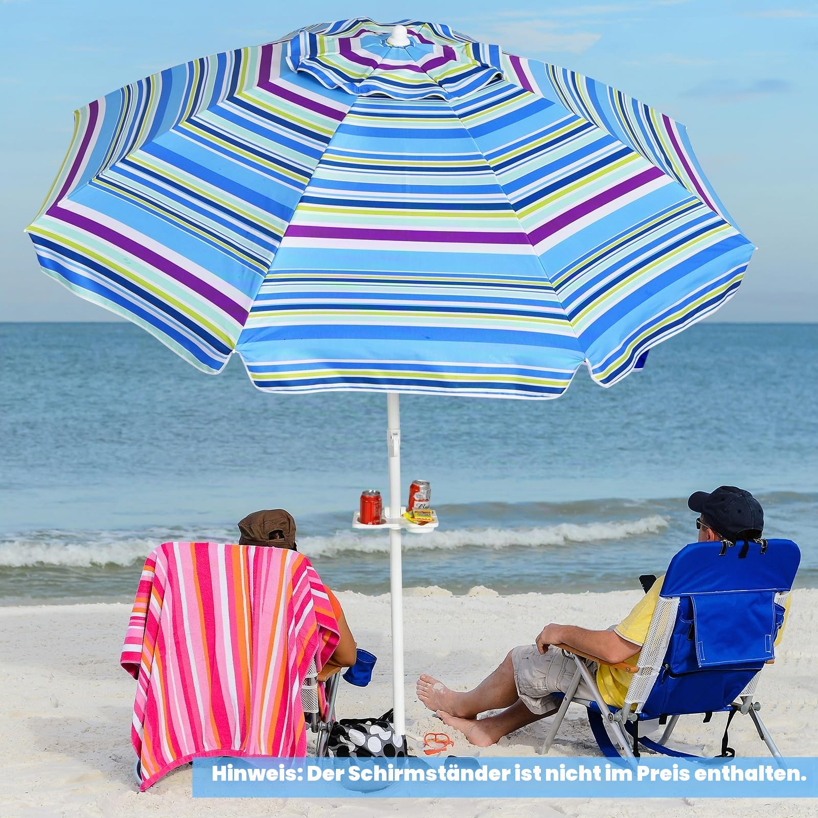 komfotteu-sonnenschirm-200-cm-strandschirm-mit-becherhalter image 2