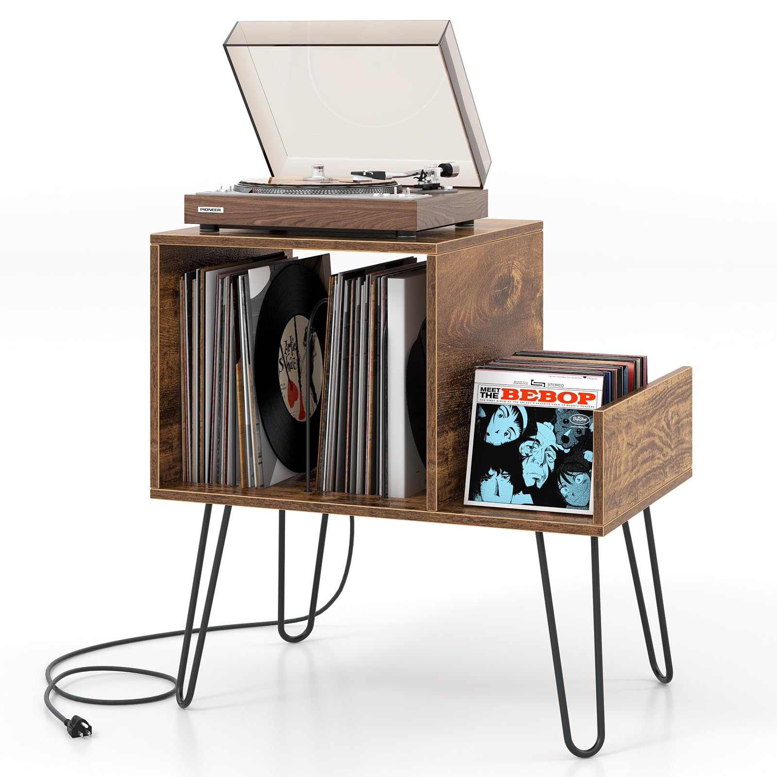 komfotteu-plattenspielerst-nder-braun-mit-ladestation-f-r-bis-zu-145-alben image 1