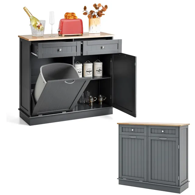 komfotteu-k-chenschrank-mit-abfallschrank-und-auszieht-r-grau-100x35x90-5-cm image 1