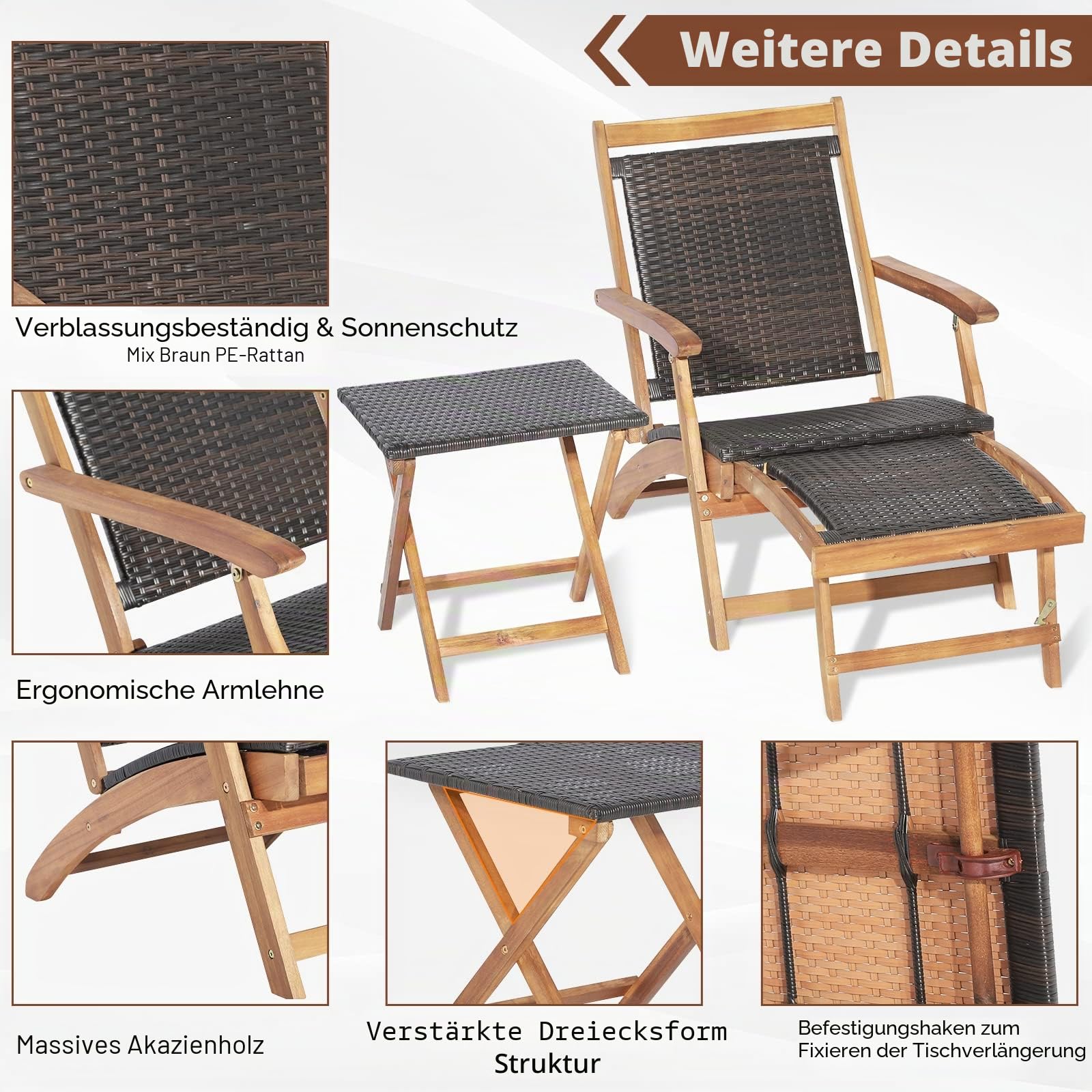 komfotteu-klappstuhl-liegestuhl-rattan-mit-klapptisch-akazienholz image 3