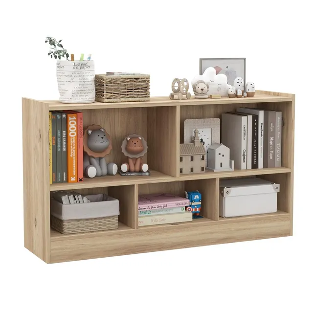 komfotteu-spielzeugschrank-kinderregal-holz-111-x-30-x-61-5-cm-natur-mit-5-f-che image 1