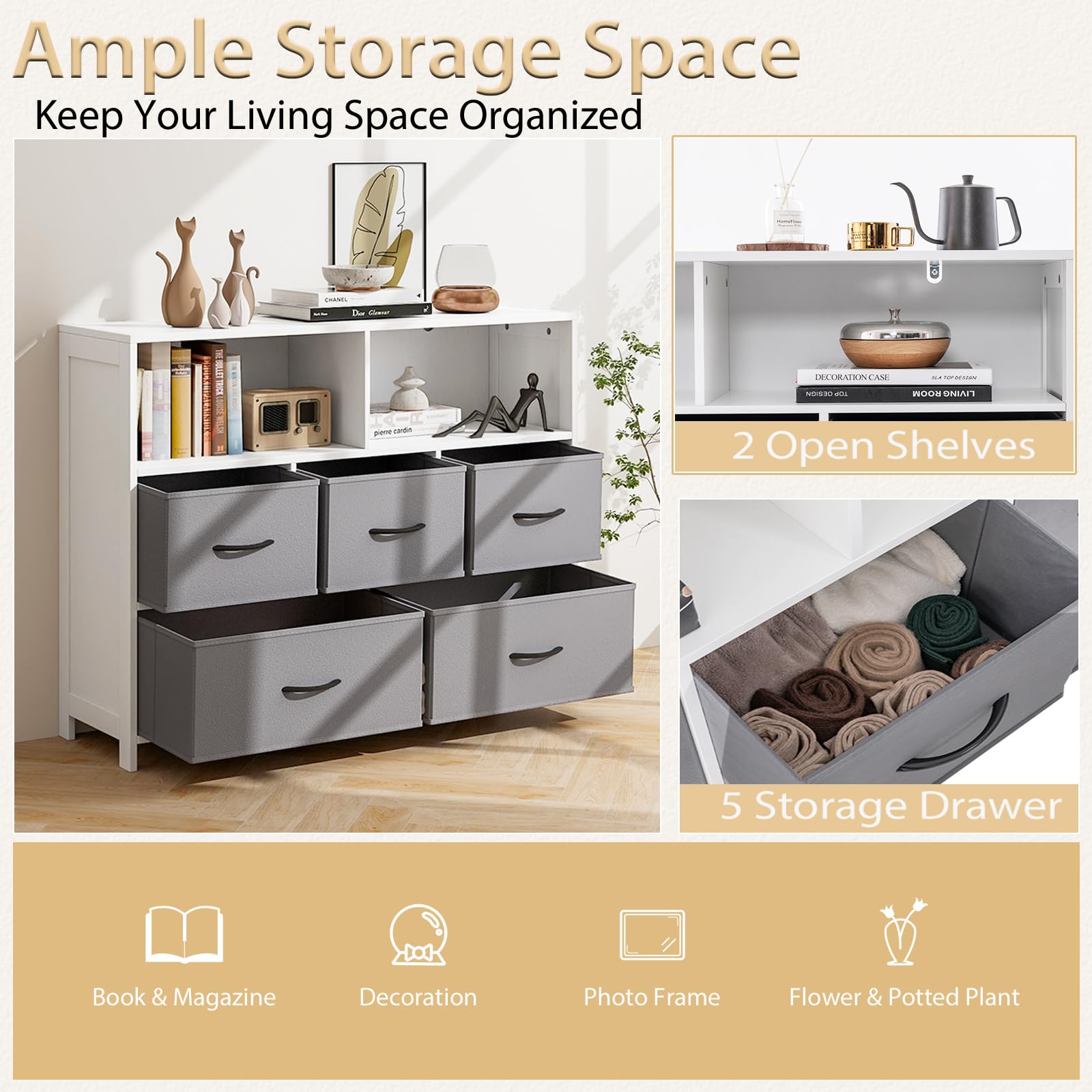 komfotteu-kommode-mit-5-schubladen-100-x-30-x-78-cm-mit-offenen-regalen image 5