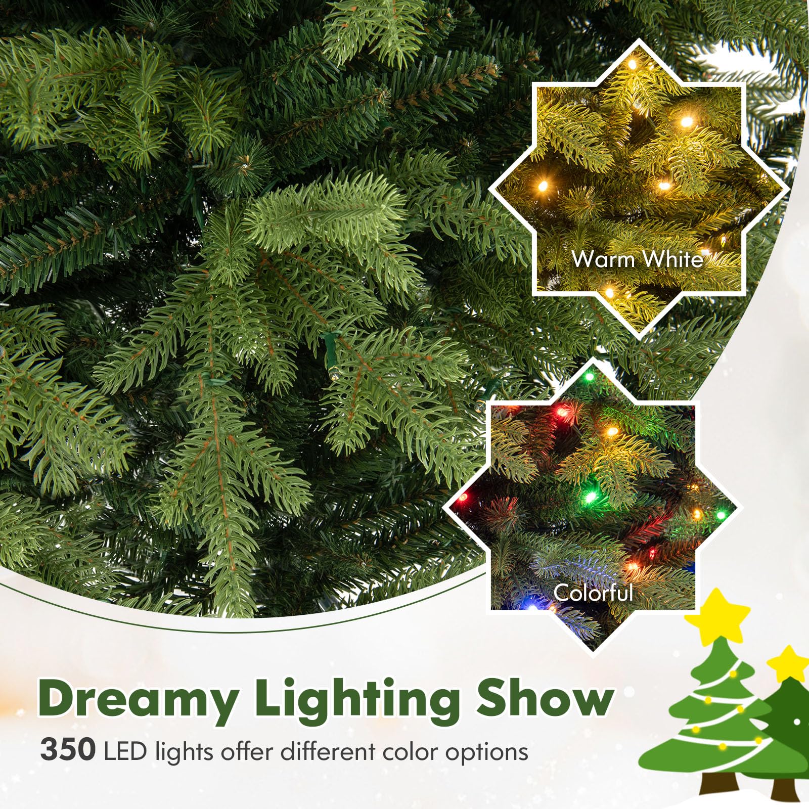 komfotteu-k-nstlicher-weihnachtsbaum-mit-lichtern-und-eisenbasis-aus-pvc image 4