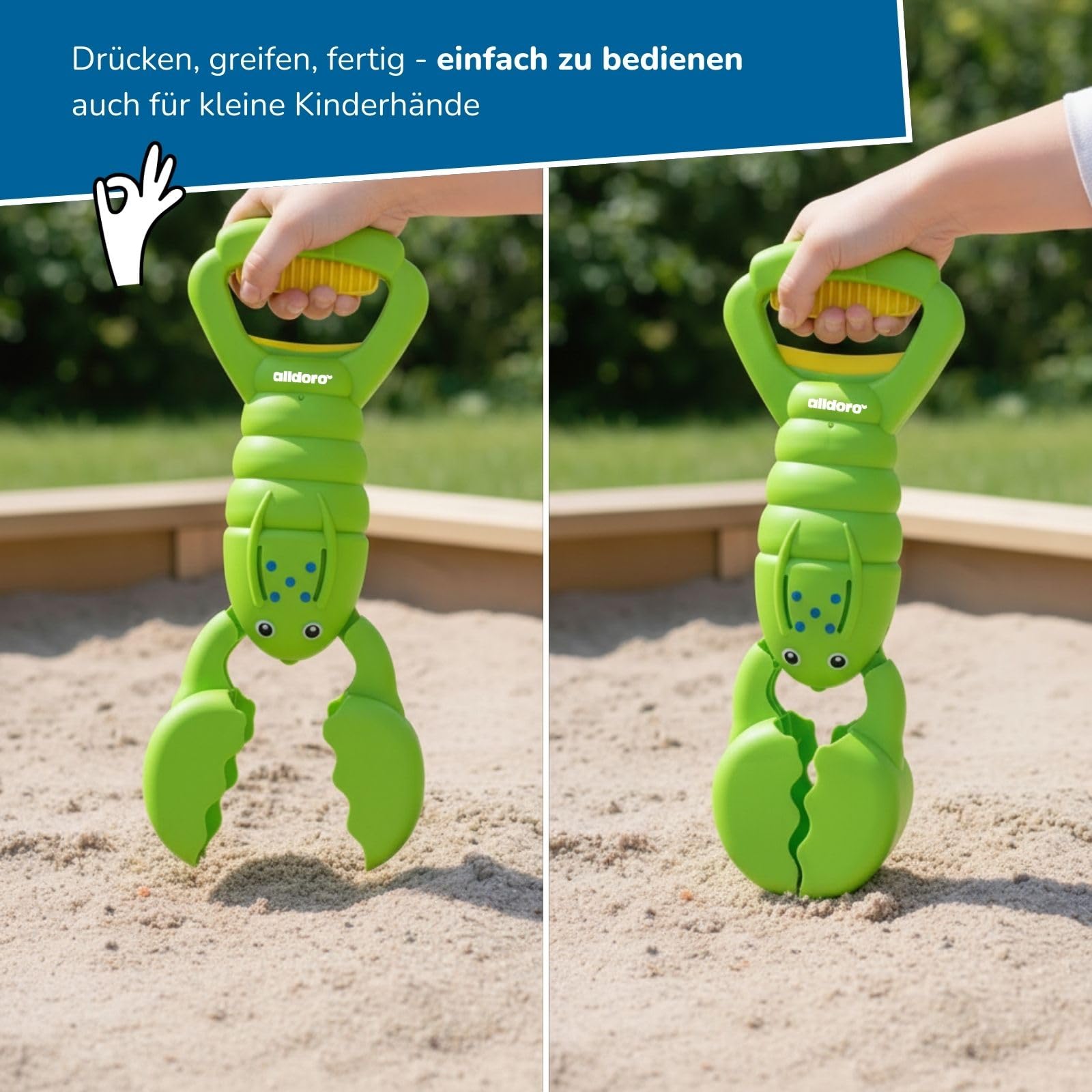alldoro-sandgreifer-hummer-2er-set-strandspielzeug-34-cm-gr-n-gelb image 6