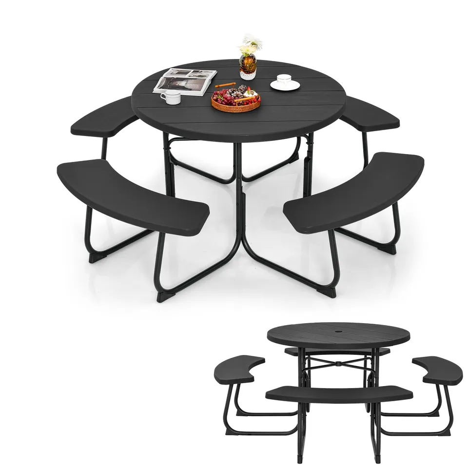 komfotteu-bierzeltgarnitur-schwarz-f-r-8-personen-mit-rundtisch-und-4-b-nken image 1