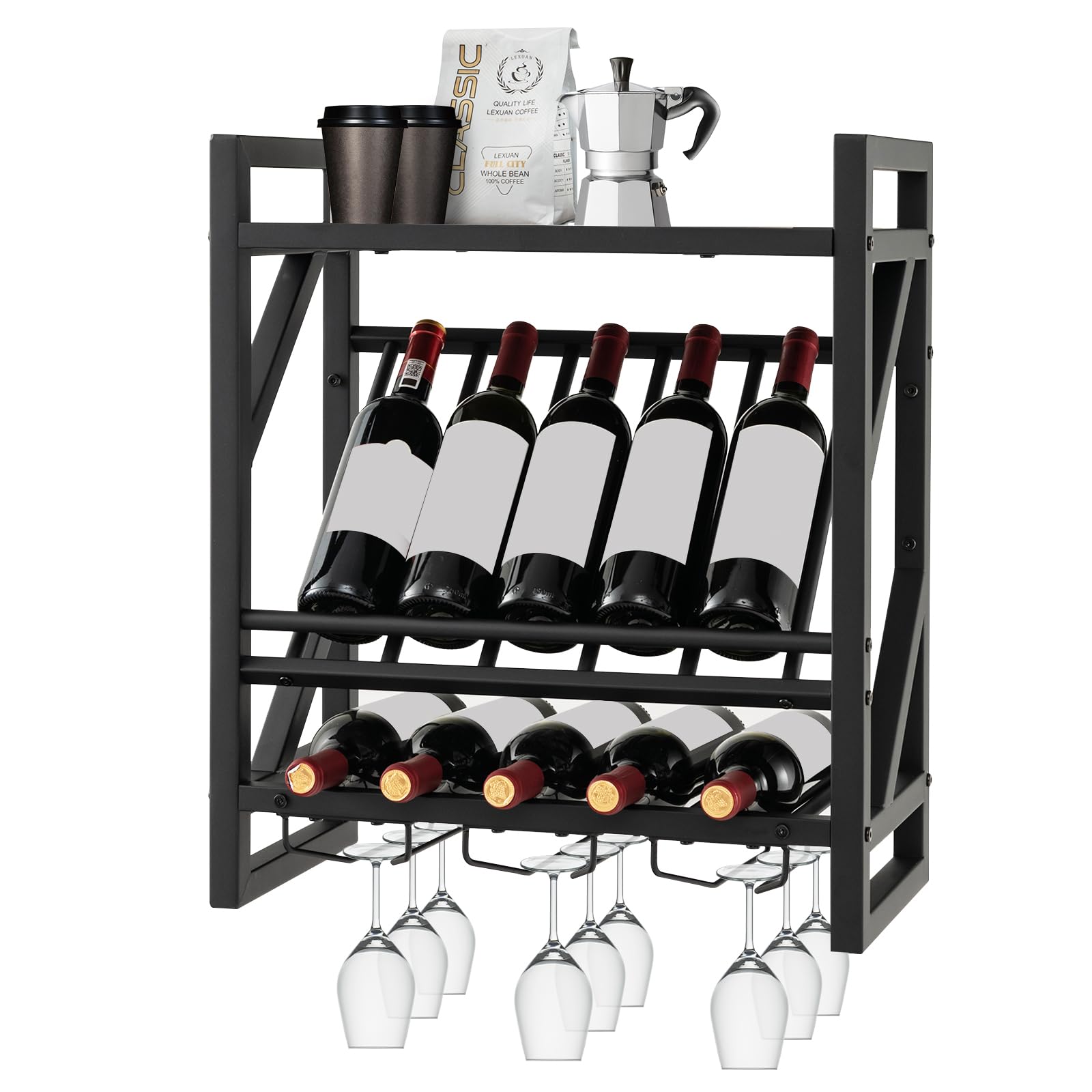 komfotteu-weinregal-wand-mit-metallrahmen-60-x-20-x-55-cm image 8