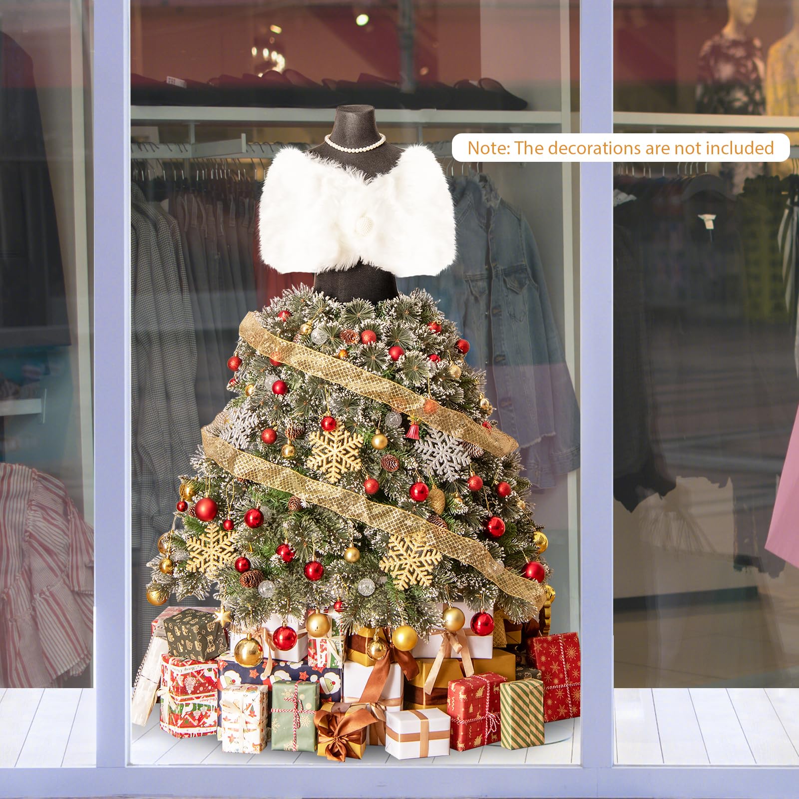 komfotteu-k-nstlicher-wei-er-weihnachtsbaum-mit-lichtern-und-metallst-nder image 7