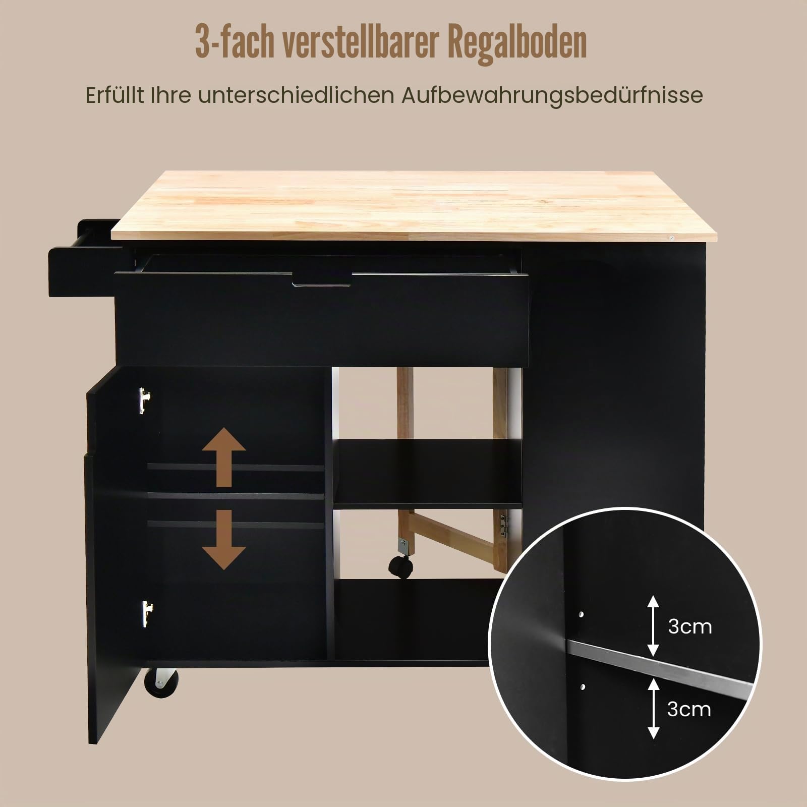 komfotteu-k-chenwagen-k-cheninsel-holz-mit-ausziehbarer-arbeitsplatte-schwarz image 4