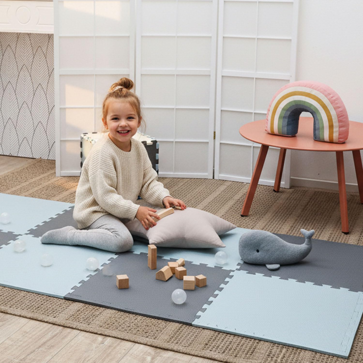 littletom-spielmatte-baby-puzzlematte-8x50x50cm-200x100cm-grau-blau image 2