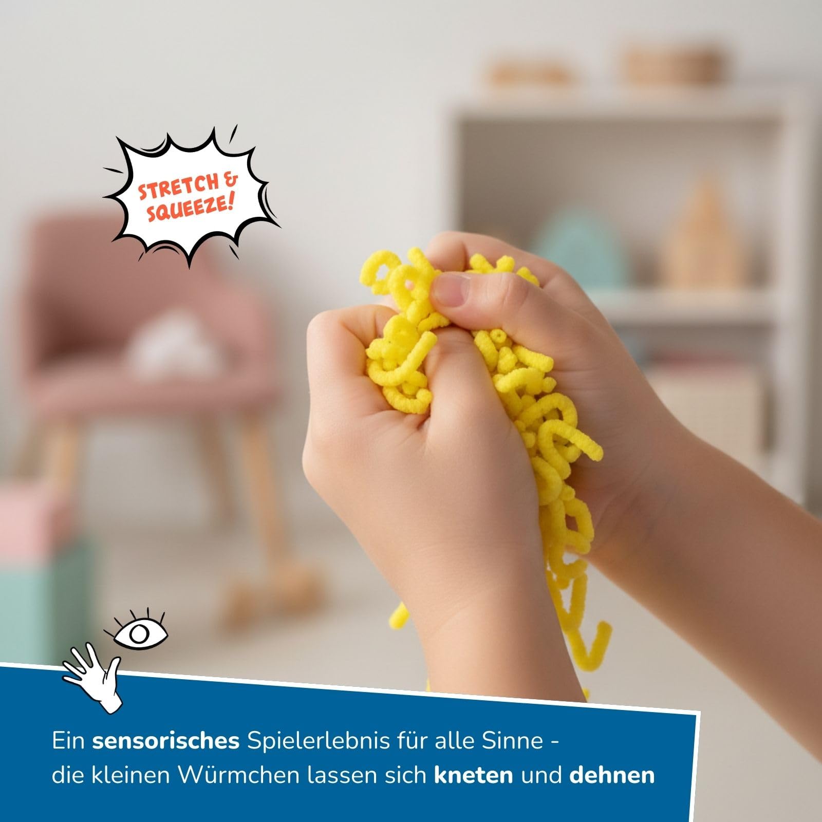 alldoro-squishy-worms-12er-set-motorikspielzeug-gelb image 3